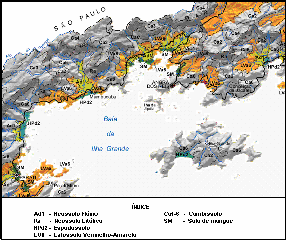 Mapa dos solos da região de Angra dos Reis, modificado.