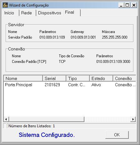 4. O sistema irá pesquisar o dispositivo na rede e, em seguida, irá abrir a janela para configuração do dispositivo. 1. Número serial para identificação do dispositivo 2.