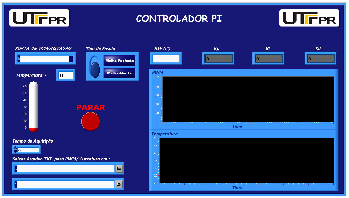 Architecture). O VISA é um padrão para configuração, programação e solução de problemas relacionados a sistemas de instrumentação. A Figura 5 mostra a interface desenvolvida para esta aplicação.