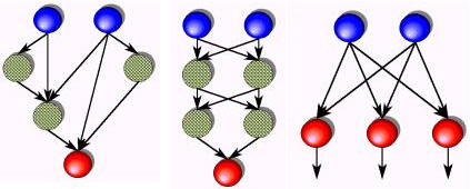 Da combinação entre elementos de processamento e conexões surgem as diferentes topologias de Redes Neurais Artificiais.