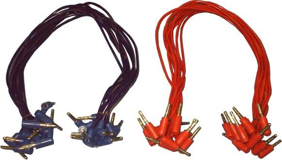 Jogo de cabos elétricos código 13022500 - equipados com pinos do tipo banana de 4 mm - jogo com 60 cabos, sendo:.