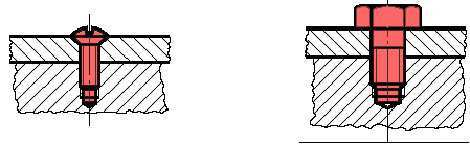 Figura - Parafusos passantes PARAFUSOS NÃO-PASSANTES São parafusos que não utilizam porcas. O papel de porca é desempenhado pelo furo roscado, feito numa das peças a ser unida.