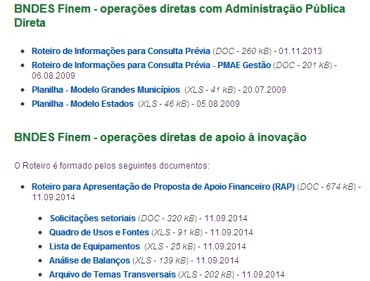 Roteiros para apresentação de projeto Página dos roteiros no site do BNDES: http://www.bndes.gov.