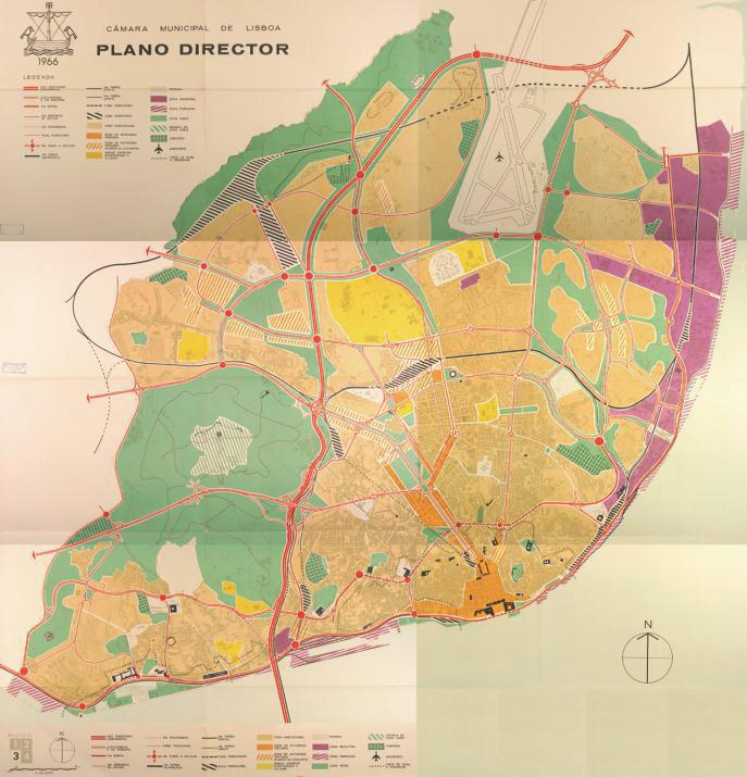 Fig. 7 - Plano Geral de Urbanização de Lisboa, PGUCL, 1967, Meyer-Heine (Fonte: CML - Planeamento em Lisboa - História Recente (de 1948 aos nossos dias) Este plano apresentava como principais linhas