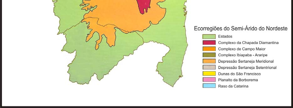 7 Figura 1. Localização geográfica das ecorregiões do semi-árido do Nordeste do Brasil, onde são encontradas áreas de caatinga.