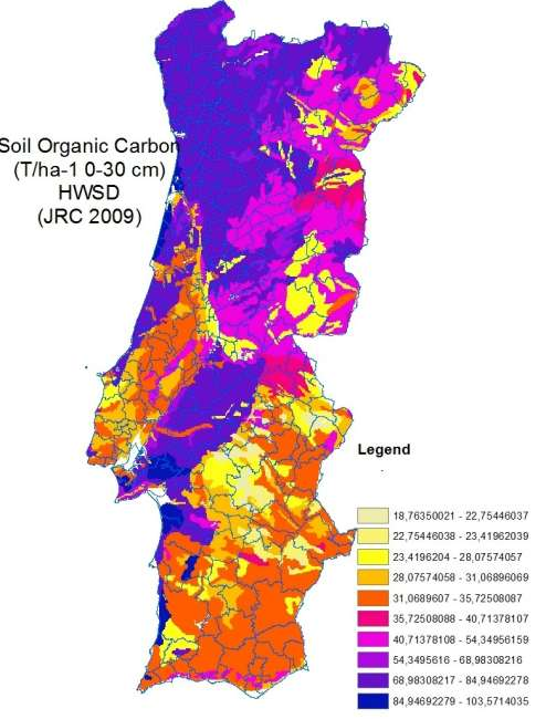 STEPWISE REGRESSION MODEL FOR CO2 IN PORTUGUESE SOILS (2005/1999) C_1ª5HaTot = 5,391