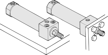 directa da haste antigiro: haste simples de duplo efeito Série R O cilindro de montagem directa R pode ser instalado directamente através de uma tampa de forma quadrada.