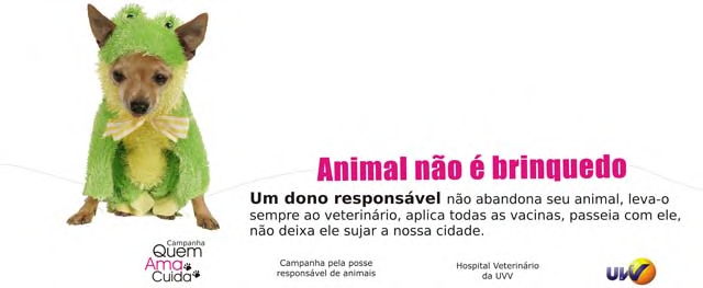 Como uma terceira ação de merchandising, entregaremos kits da campanha compostos por camiseta, porta-moeda, caneta e sacolas plásticas para recolher dejetos dos animais.