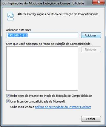 Manual Acessando pelo Internet Explorer 11 Clique em ferramentas -> Configurações do Modo de Exebição de Compa bilidade.