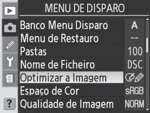 Escolher opções de optimização da imagem personalizada Ao escolher Personalizada no menu Optimizar a Imagem ( 45) é apresentado o menu mostrado no passo 1. 1 2 Marque a opção de optimização.