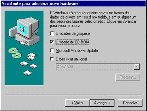 3. A tela abaixo será exibida. Selecione a opção Procurar o melhor hardware para o dispositivo (recomendável) e clique em Avançar. 4.