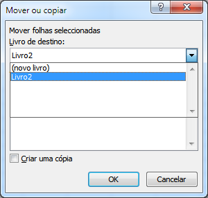 Mover ou Copiar Folhas Se pretender copiar ou mover a folha para um novo ficheiro (ou seja, um novo livro),