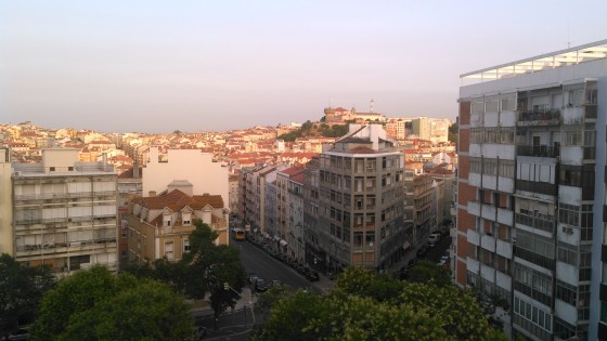 Cidade de Lisboa ao pôr-do-sol,