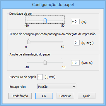 Opções de configuração do papel - Windows Selecione qualquer uma das opções de configuração do papel disponíveis para aperfeiçoar a qualidade da sua impressão.