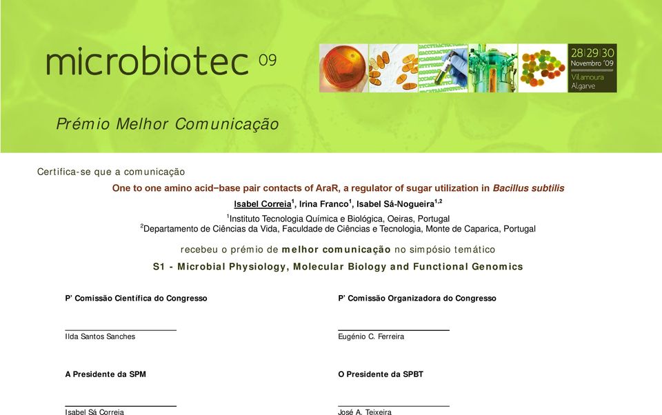 e Biológica, Oeiras, Portugal 2 Departamento de Ciências da Vida, Faculdade de Ciências e