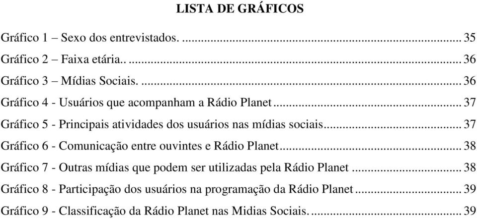 .. 37 Gráfico 6 - Comunicação entre ouvintes e Rádio Planet.