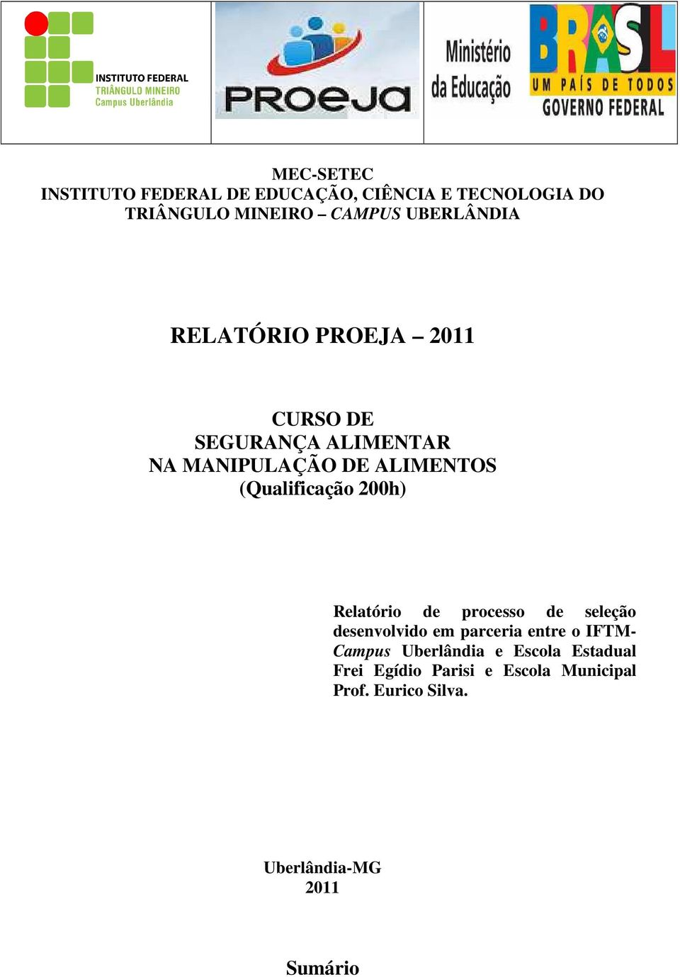 (Qualificação 200h) Relatório de processo de seleção desenvolvido em parceria entre o IFTM-