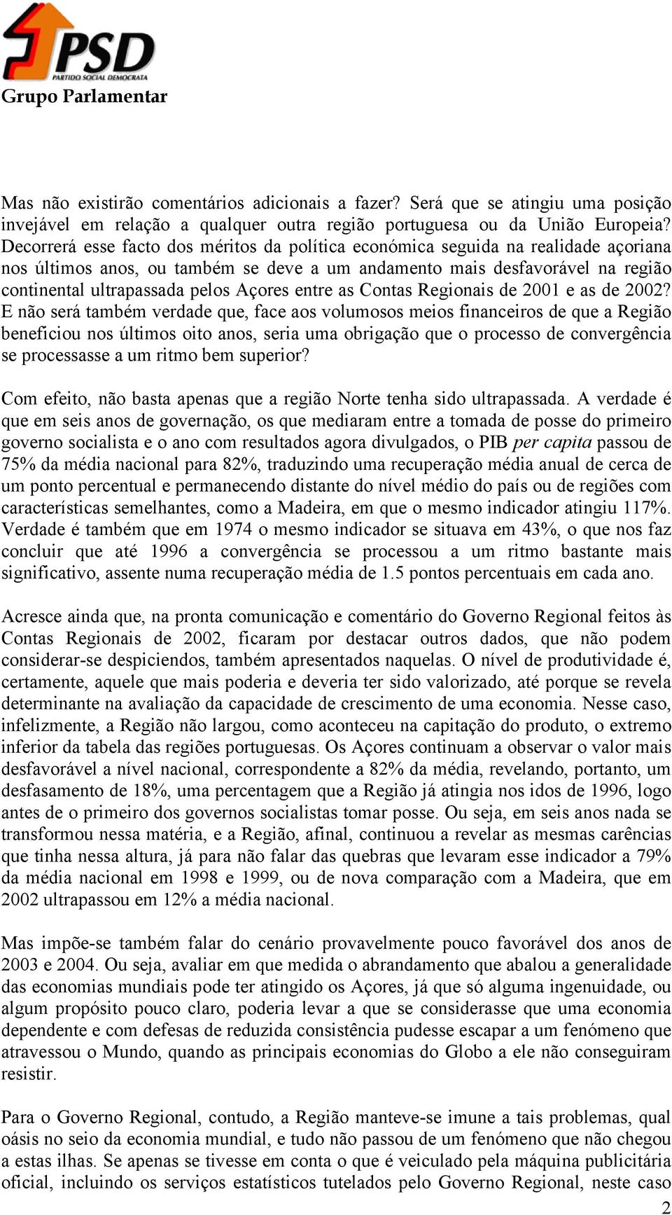 Açores entre as Contas Regionais de 2001 e as de 2002?