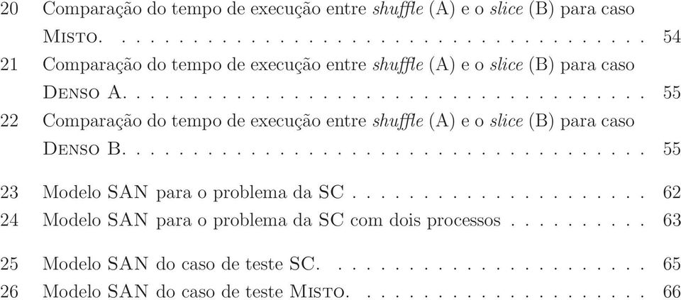 .................................... 55 22 Comparação do tempo de execução entre shuffle (A) e o slice (B) para caso Denso B.