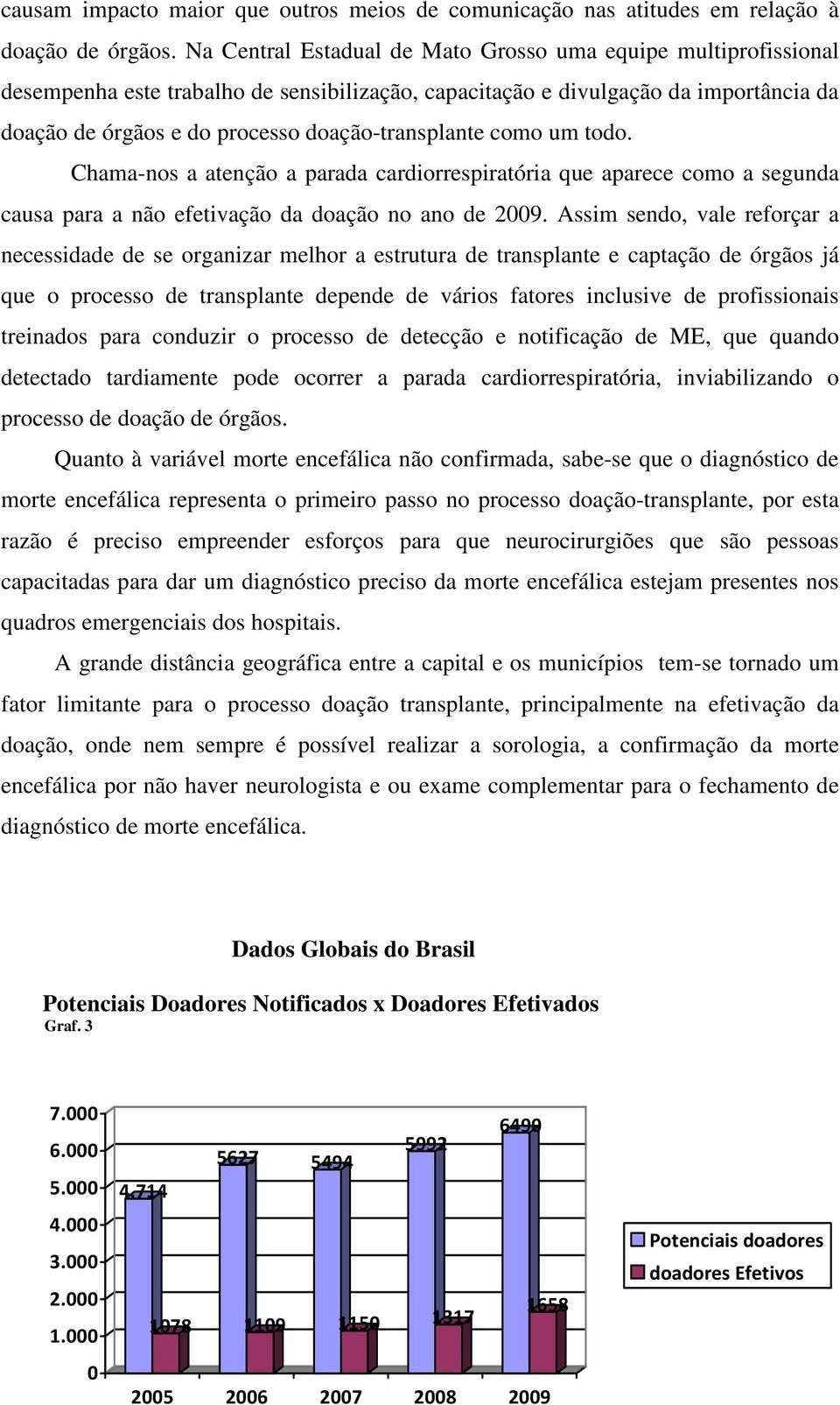 doação-transplante como um todo. Chama-nos a atenção a parada cardiorrespiratória que aparece como a segunda causa para a não efetivação da doação no ano de 2009.