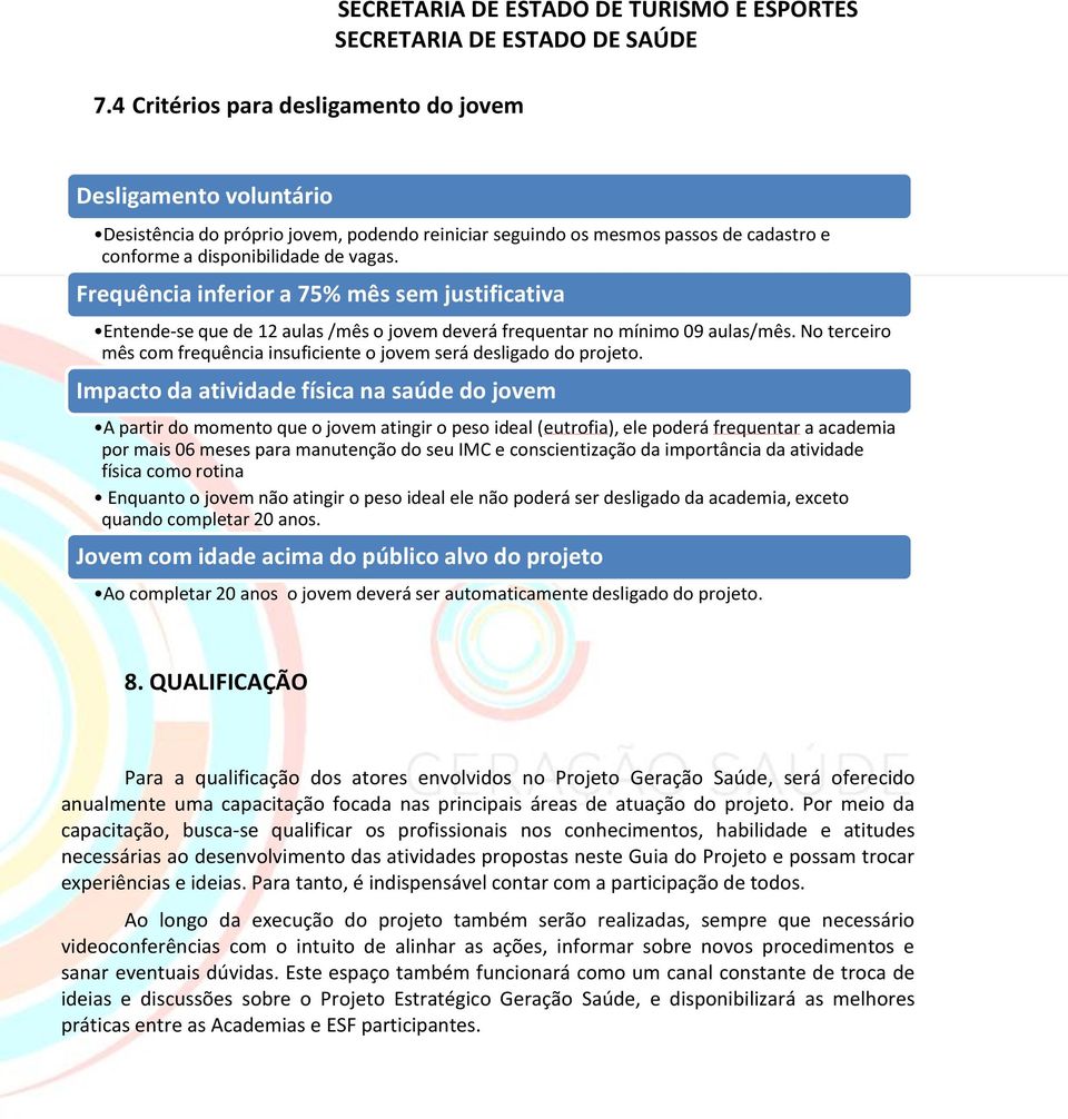 No terceiro mês com frequência insuficiente o jovem será desligado do projeto.