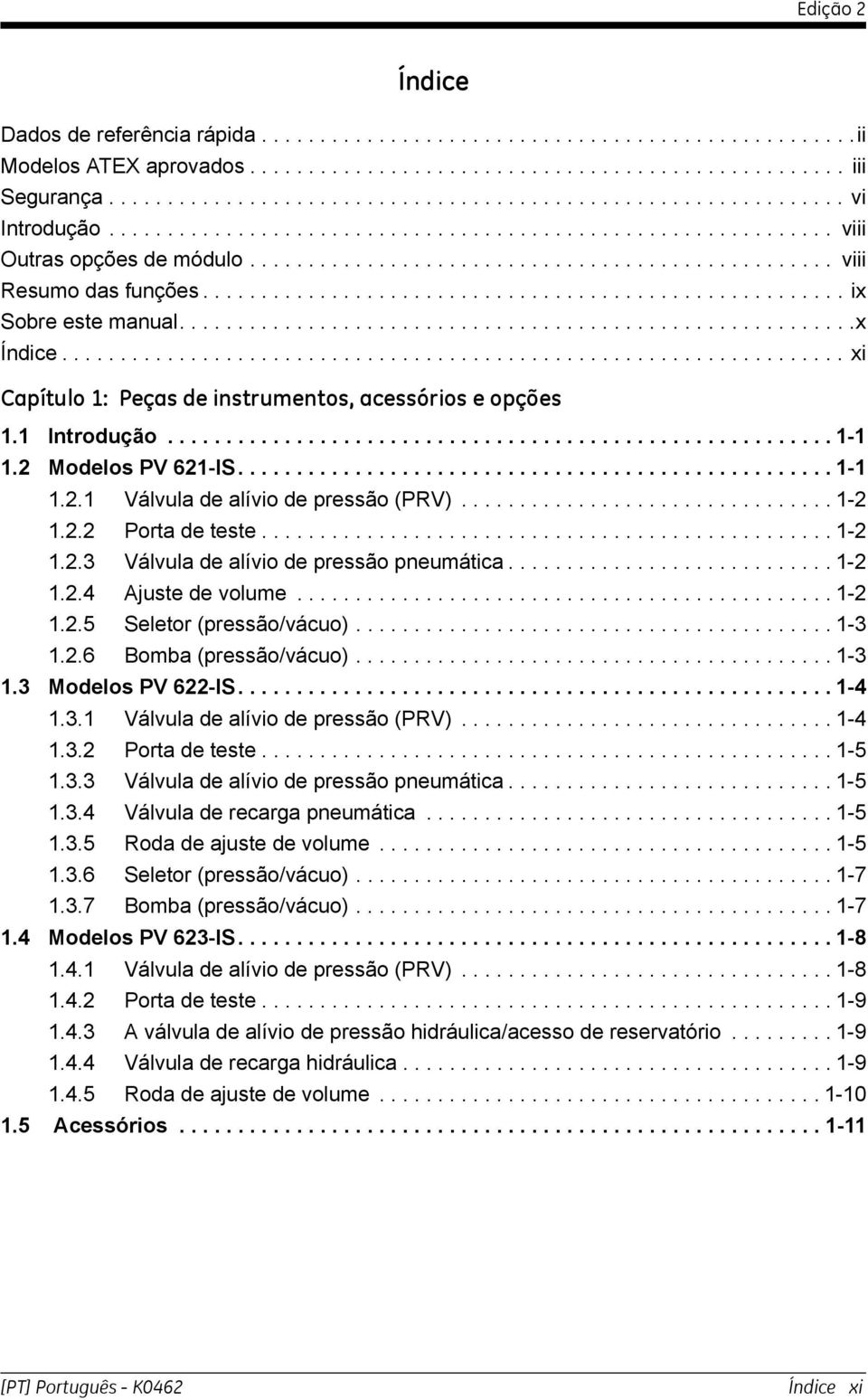 .........................................................x Índice................................................................... xi Capítulo : Peças de instrumentos, acessórios e opções.