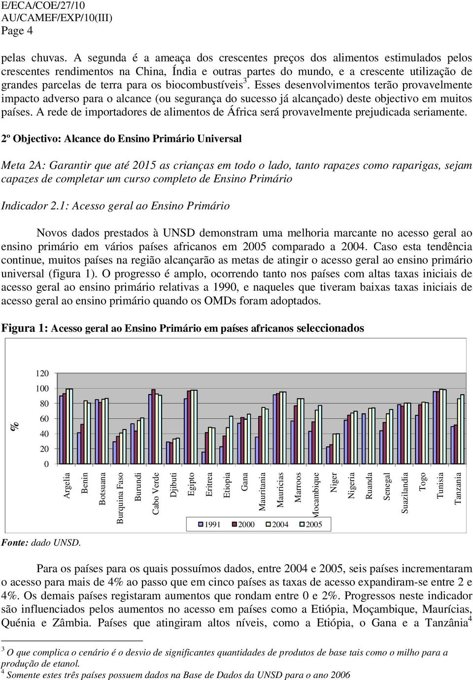 os biocombustíveis 3. Esses desenvolvimentos terão provavelmente impacto adverso para o alcance (ou segurança do sucesso já alcançado) deste objectivo em muitos países.