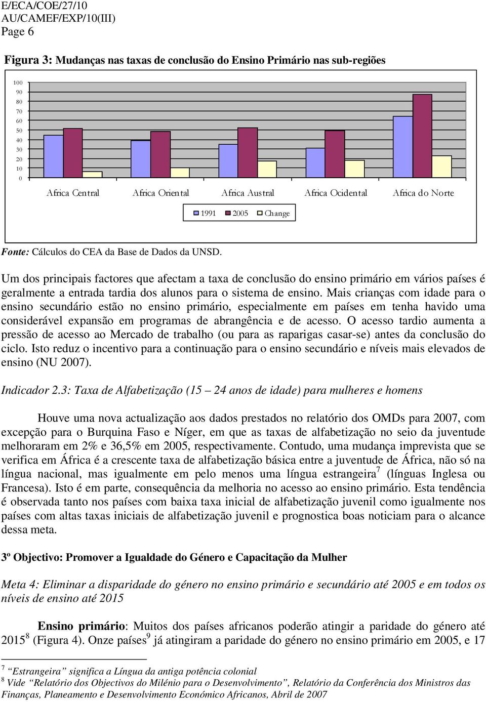 Um dos principais factores que afectam a taxa de conclusão do ensino primário em vários países é geralmente a entrada tardia dos alunos para o sistema de ensino.