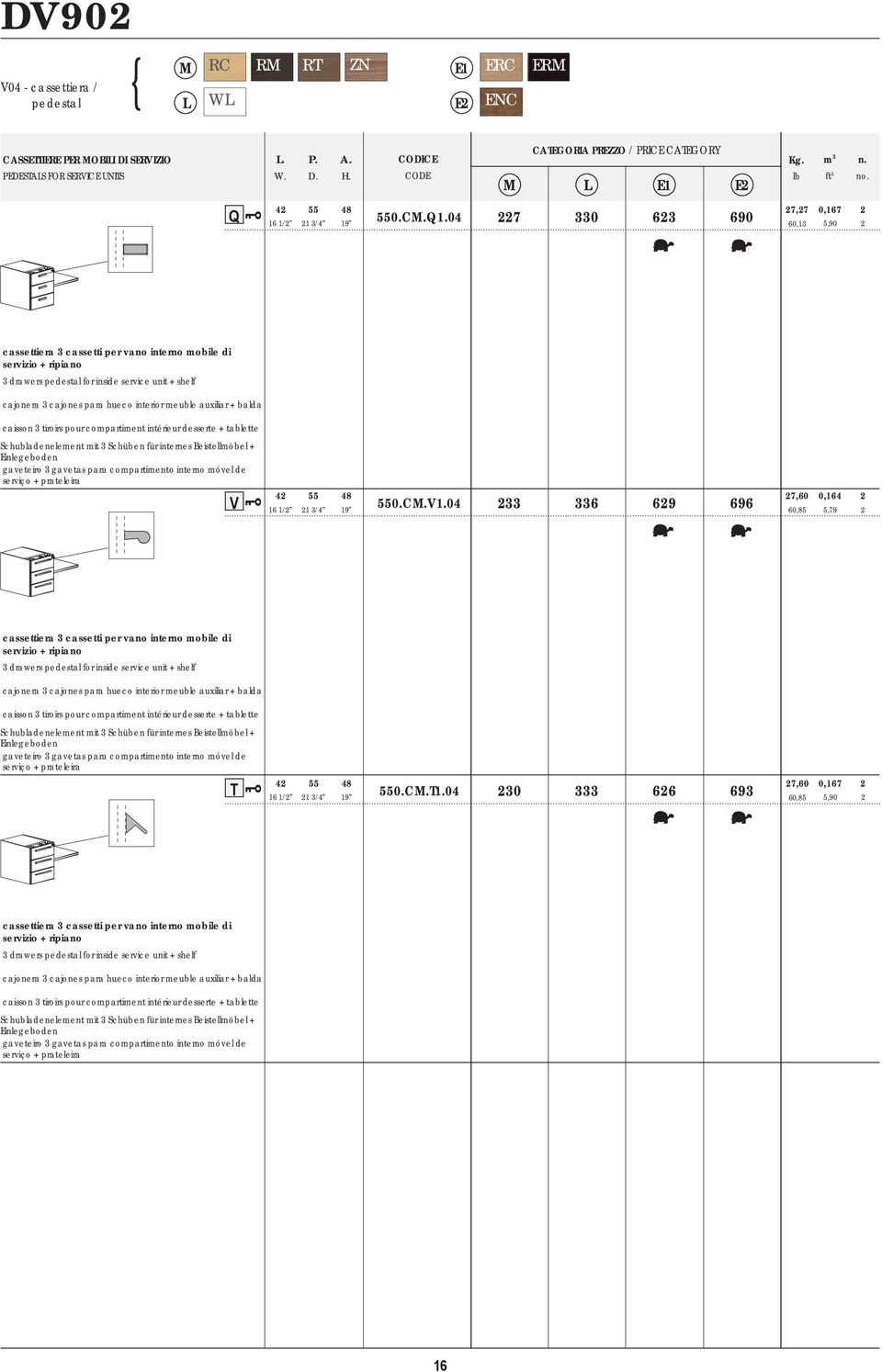 interior meuble auxiliar + balda caisson 3 tiroirs pour compartiment intérieur desserte + tablette Schubladenelement mit 3 Schüben für internes Beistellmöbel + Einlegeboden gaveteiro 3 gavetas para