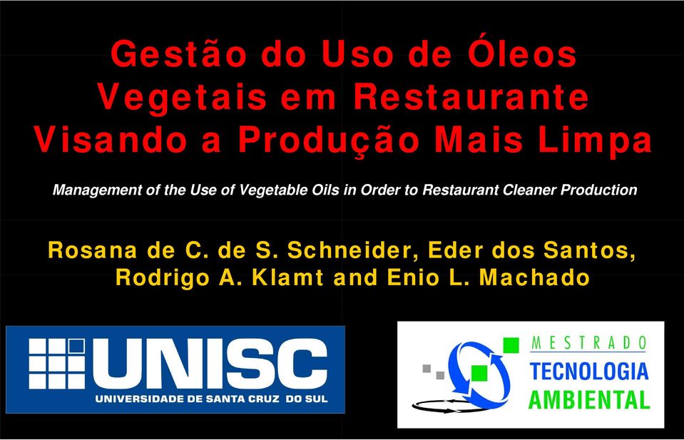 in Order to Restaurant Cleaner Production Rosana de C. de S.
