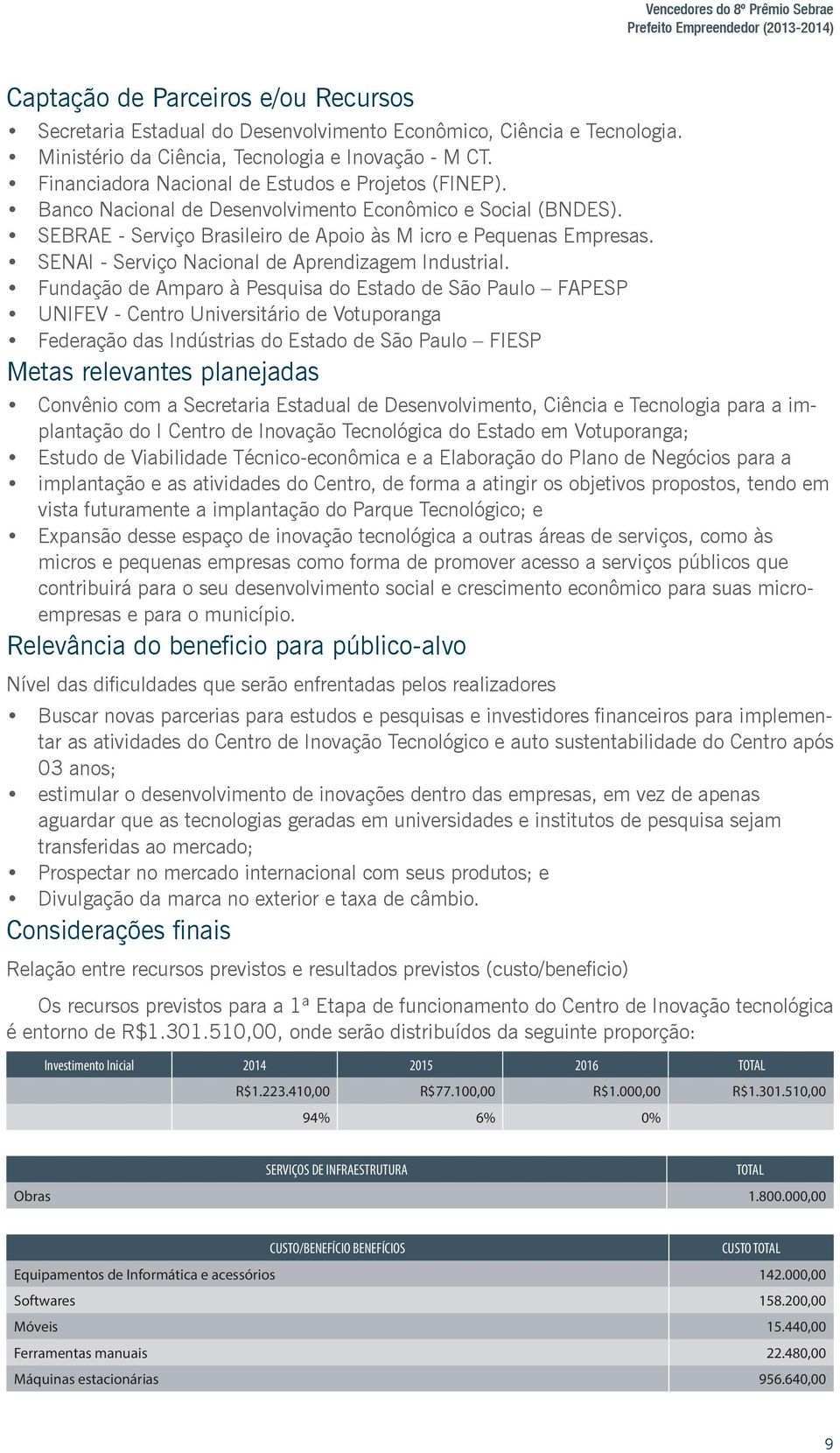 SEBRAE - Serviço Brasileiro de Apoio às M icro e Pequenas Empresas. SENAI - Serviço Nacional de Aprendizagem Industrial.