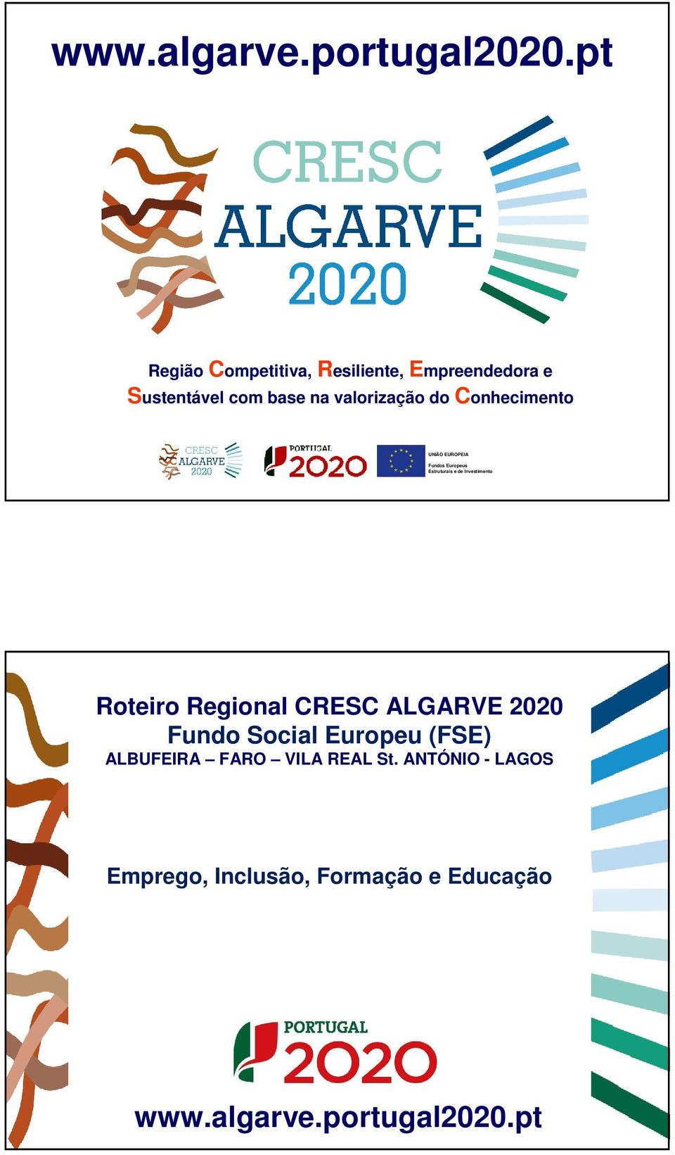 valorização do Conhecimento Roteiro Regional CRESC ALGARVE 2020 Fundo