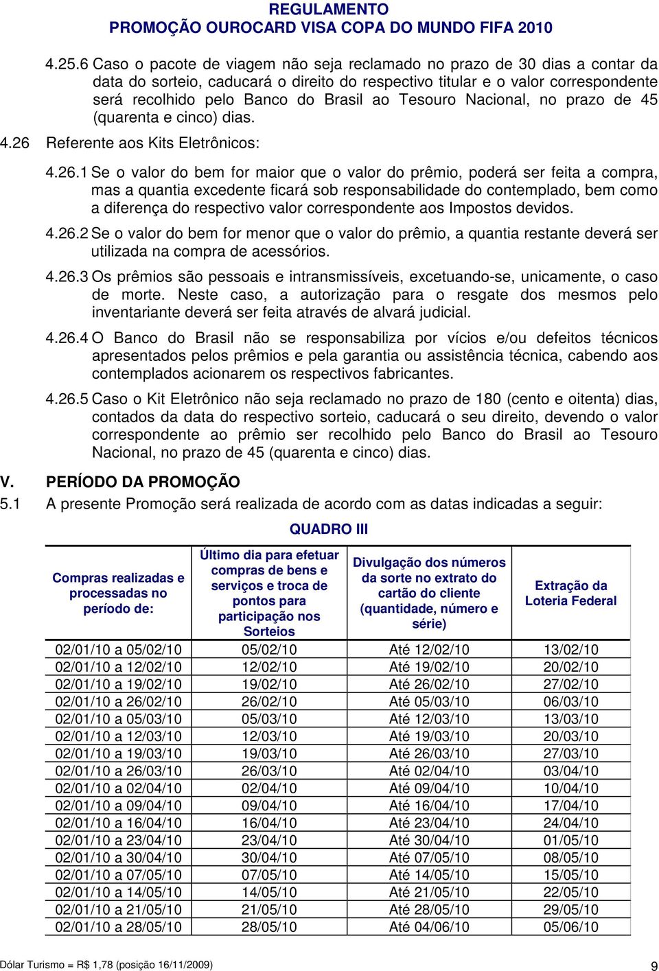 Referente aos Kits Eletrônicos: 4.26.