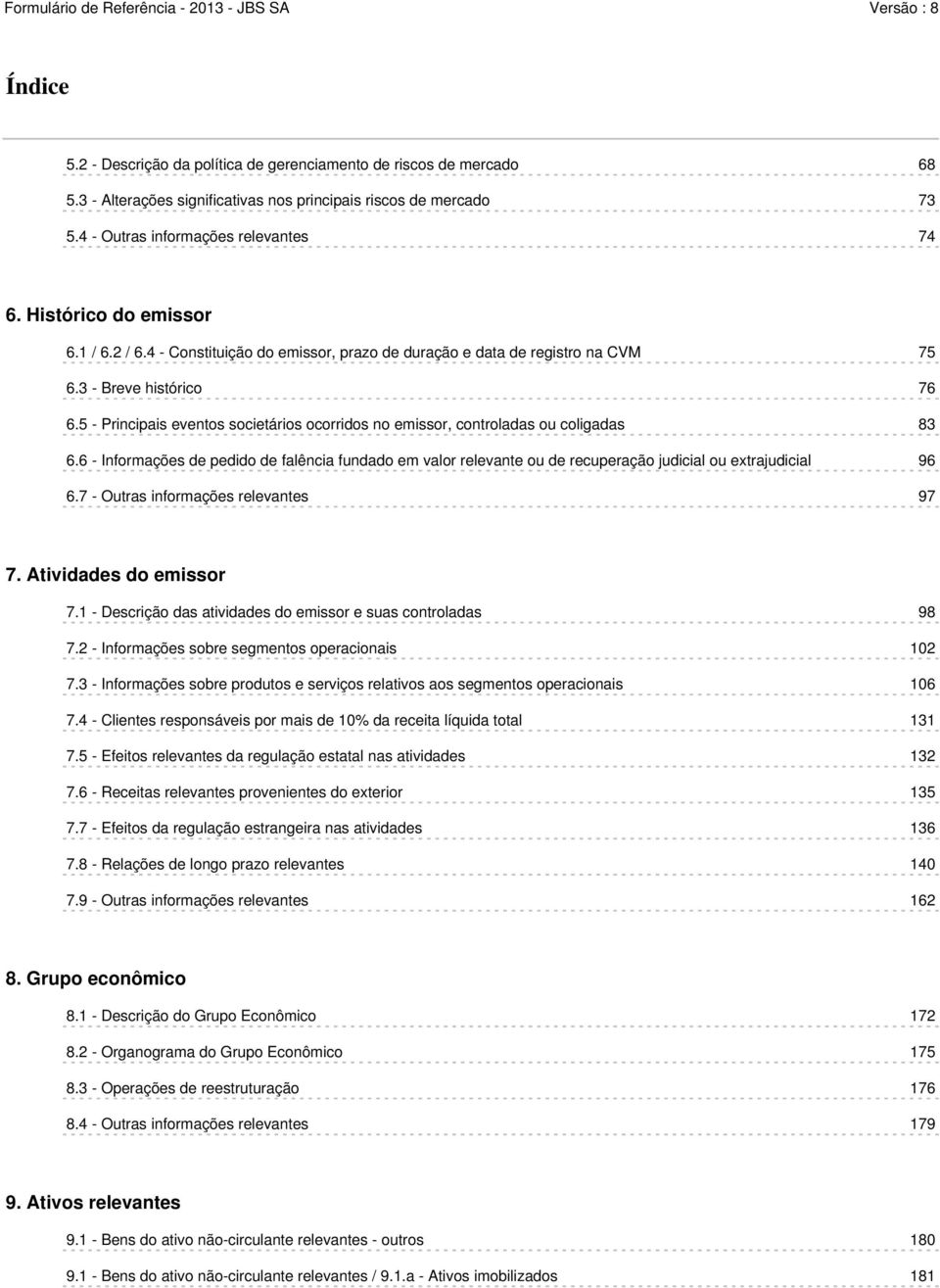 5 - Principais eventos societários ocorridos no emissor, controladas ou coligadas 83 6.