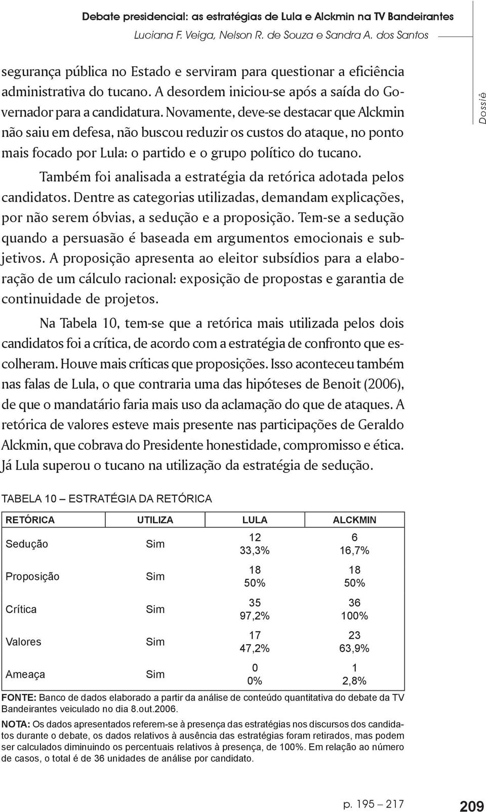 Novamente, deve-se destacar que Alckmin não saiu em defesa, não buscou reduzir os custos do ataque, no ponto mais focado por Lula: o partido e o grupo político do tucano.