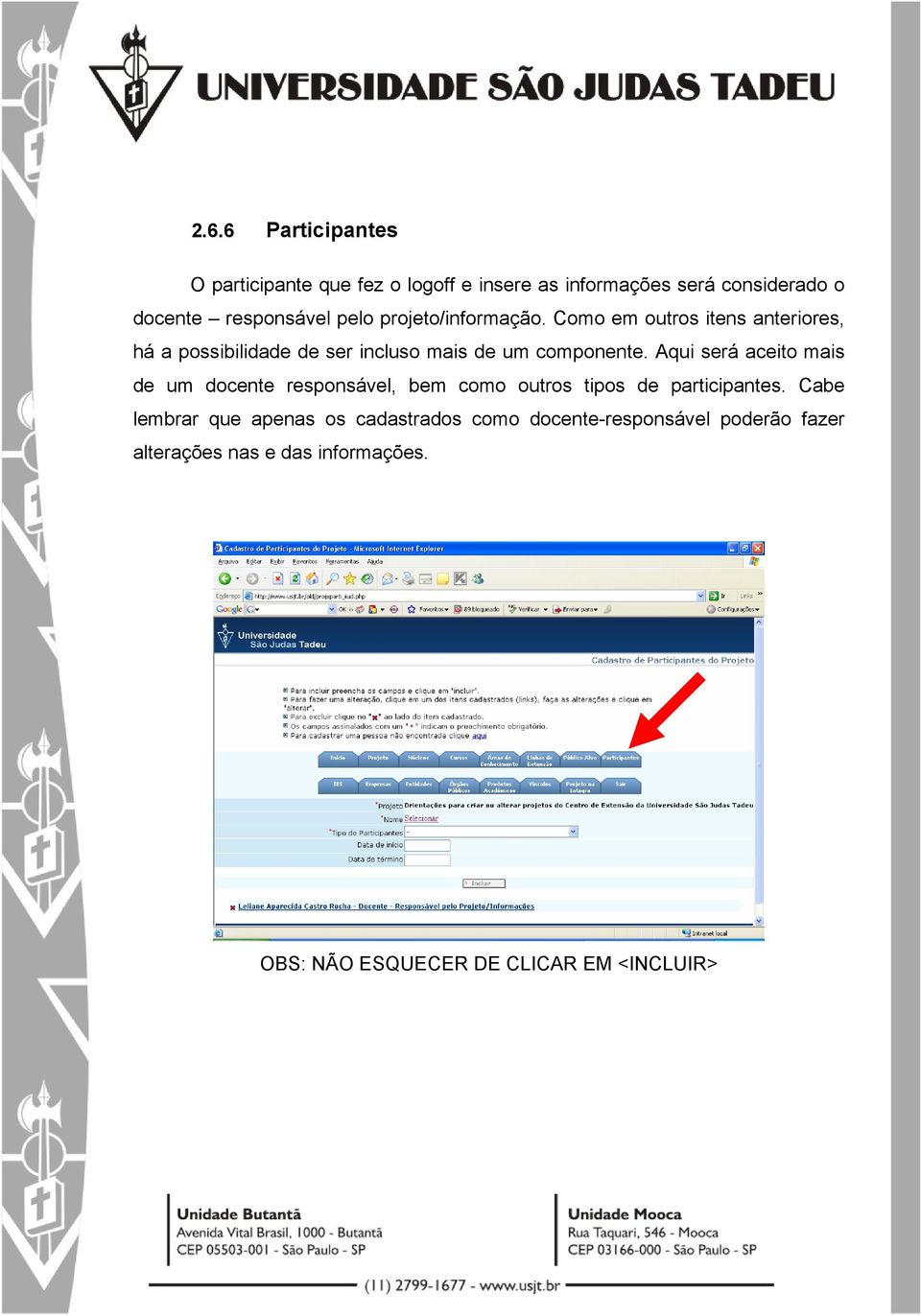 responsável pelo projeto/informação.