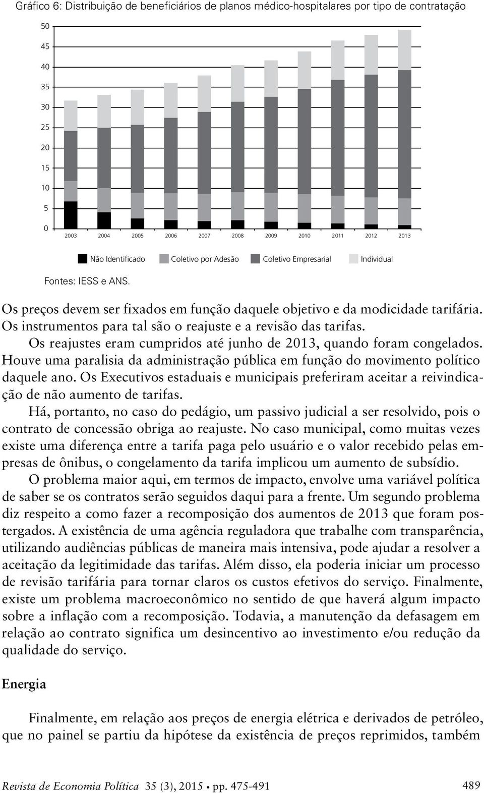 modicidade tarifária. Os instrumentos para tal são o reajuste e a revisão das tarifas. Os reajustes eram cumpridos até junho de 2013, quando foram congelados.