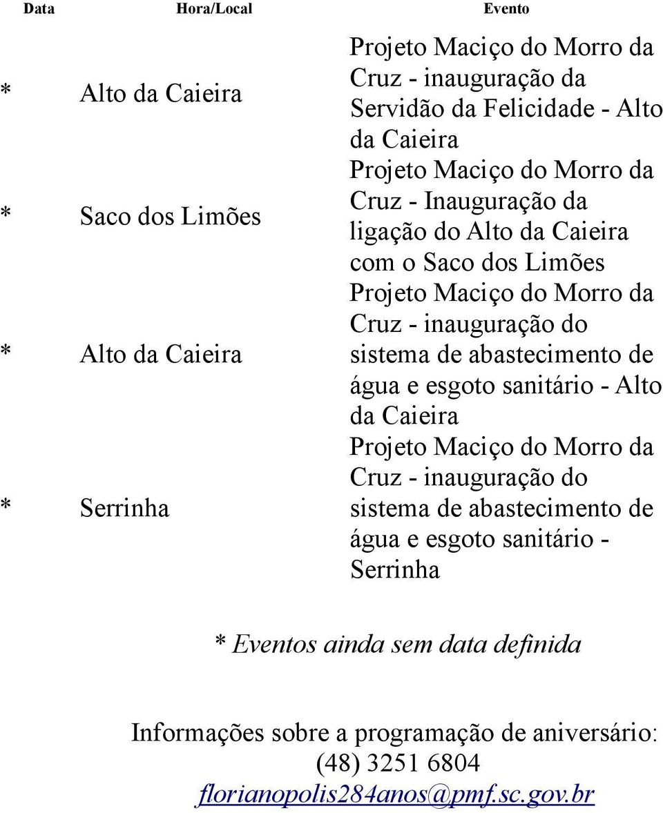 de água e esgoto sanitário - Alto da Caieira Cruz - inauguração do sistema de abastecimento de água e esgoto sanitário -