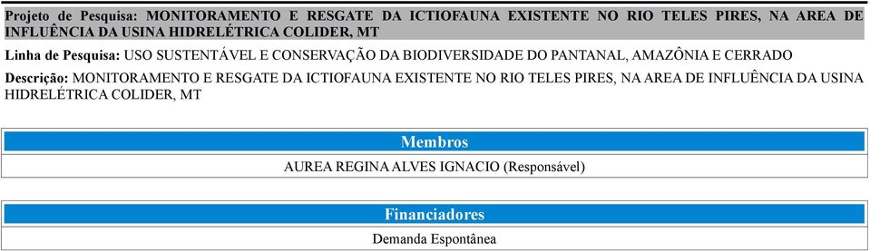 MONITORAMENTO E RESGATE DA ICTIOFAUNA EXISTENTE NO RIO TELES PIRES, NA AREA DE