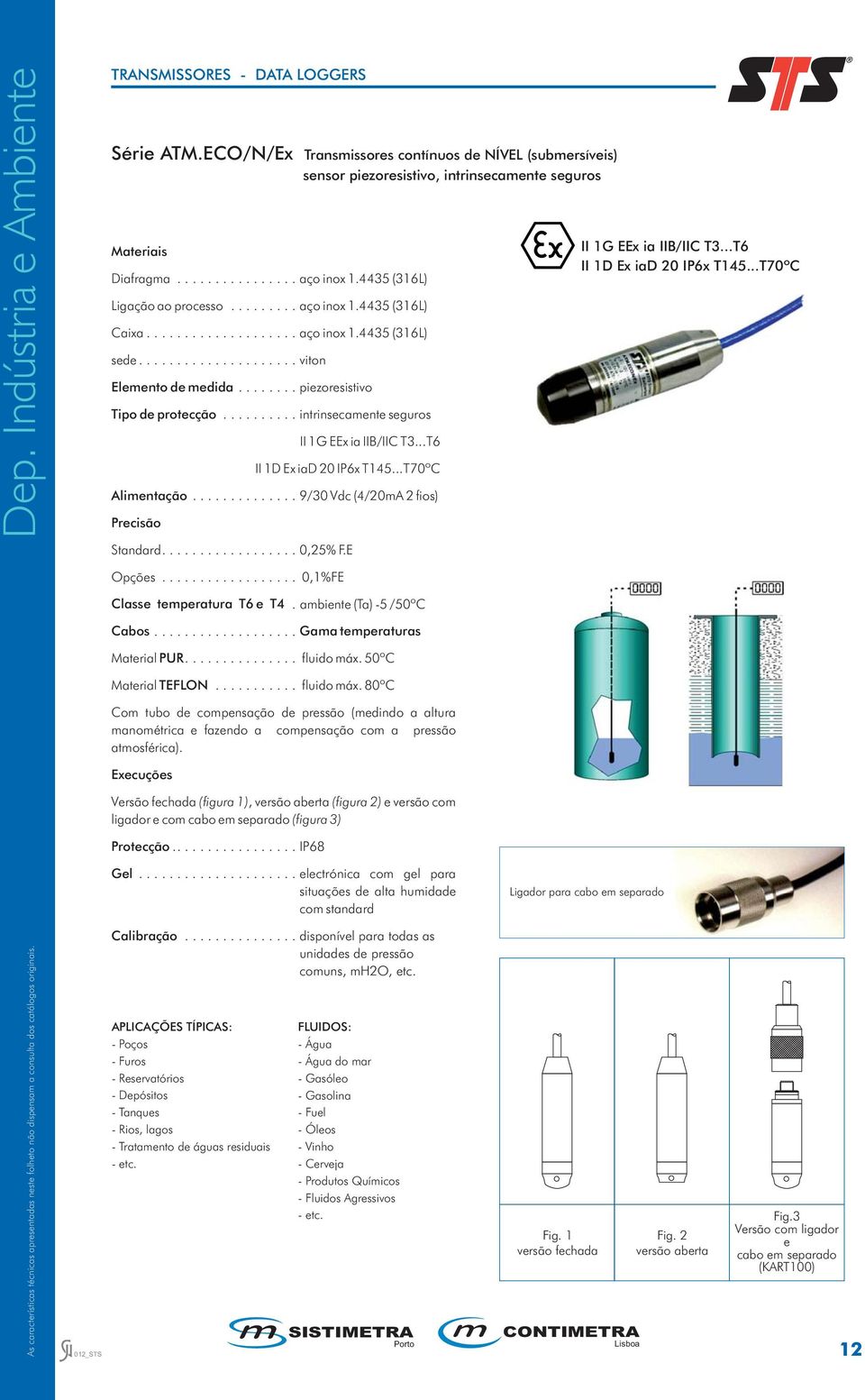 ............. 9/0 Vdc (4/0mA fios) II G EEx ia IIB/IIC T...T6 II D Ex iad 0 IP6x T45...T70ºC Standard.................. 0,5% F.E II G EEx ia IIB/IIC T...T6 II D Ex iad 0 IP6x T45...T70ºC Opções.