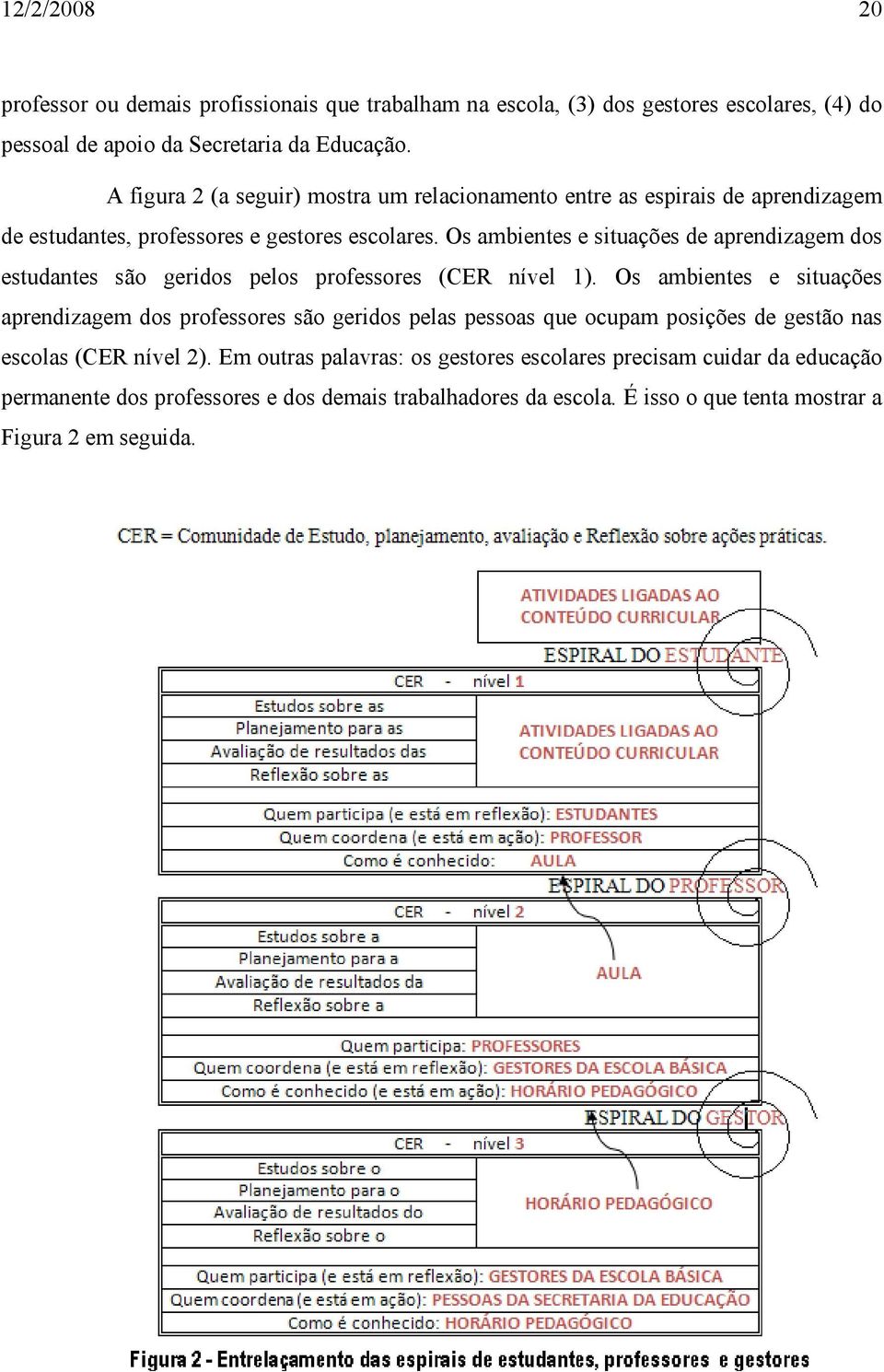 Os ambientes e situações de aprendizagem dos estudantes são geridos pelos professores (CER nível 1).