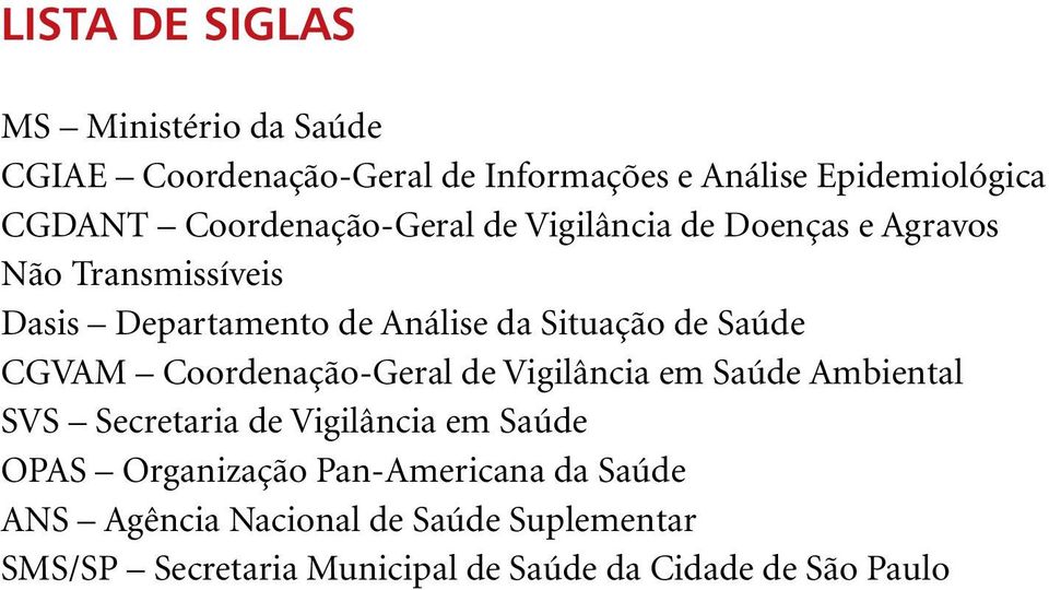 Saúde CGVAM Coordenação-Geral de Vigilância em Saúde Ambiental SVS Secretaria de Vigilância em Saúde Opas Organização