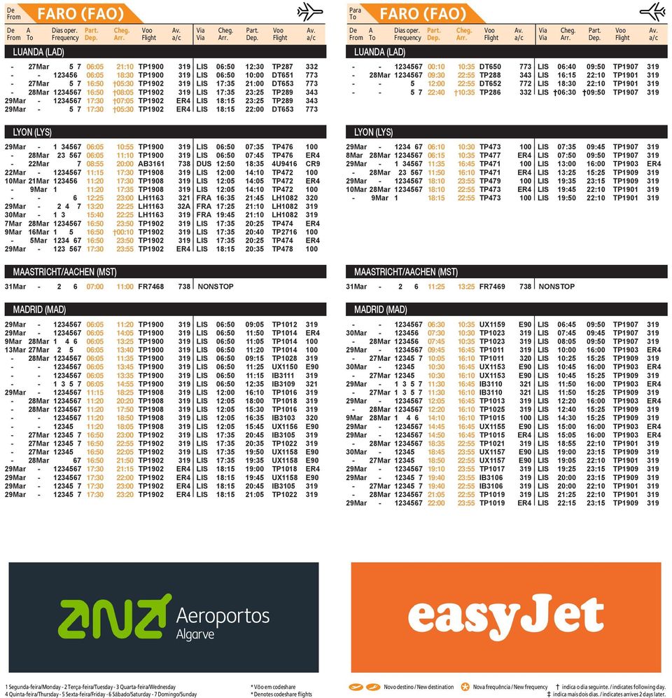 343 29Ma - 6Jan - 234 7 06:0 17:30 0:30 11:0 TP1902 TP1900 LIS LIS 18:1 06:0 22:00 07:0 DT63 TP664 773-16Jan 123467 06:0 11:0 TP1900 LIS 06:0 07:0 TP664 17Jan 23Jan 1234 7 06:0 11:0 TP1900 LIS 06:0