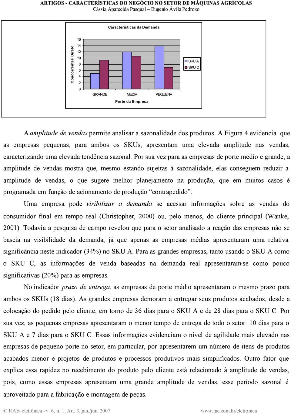 Por sua vez para as empresas de porte médio e grande, a amplitude de vendas mostra que, mesmo estando sujeitas à sazonalidade, elas conseguem reduzir a amplitude de vendas, o que sugere melhor