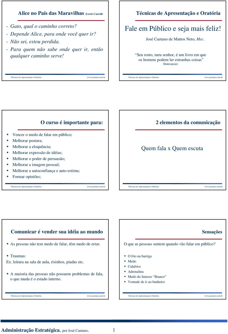 Seu rosto, meu senhor, é um livro em que os homens podem ler estranhas coisas Shakespeare O curso é importante para: 2 elementos da comunicação Vencer o medo de falar em público; Melhorar postura;