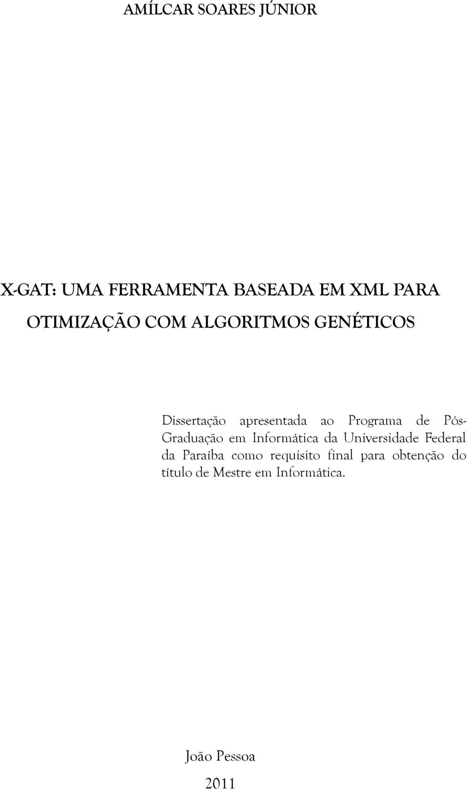 de Pós- Graduação em Informática da Universidade Federal da Paraíba como