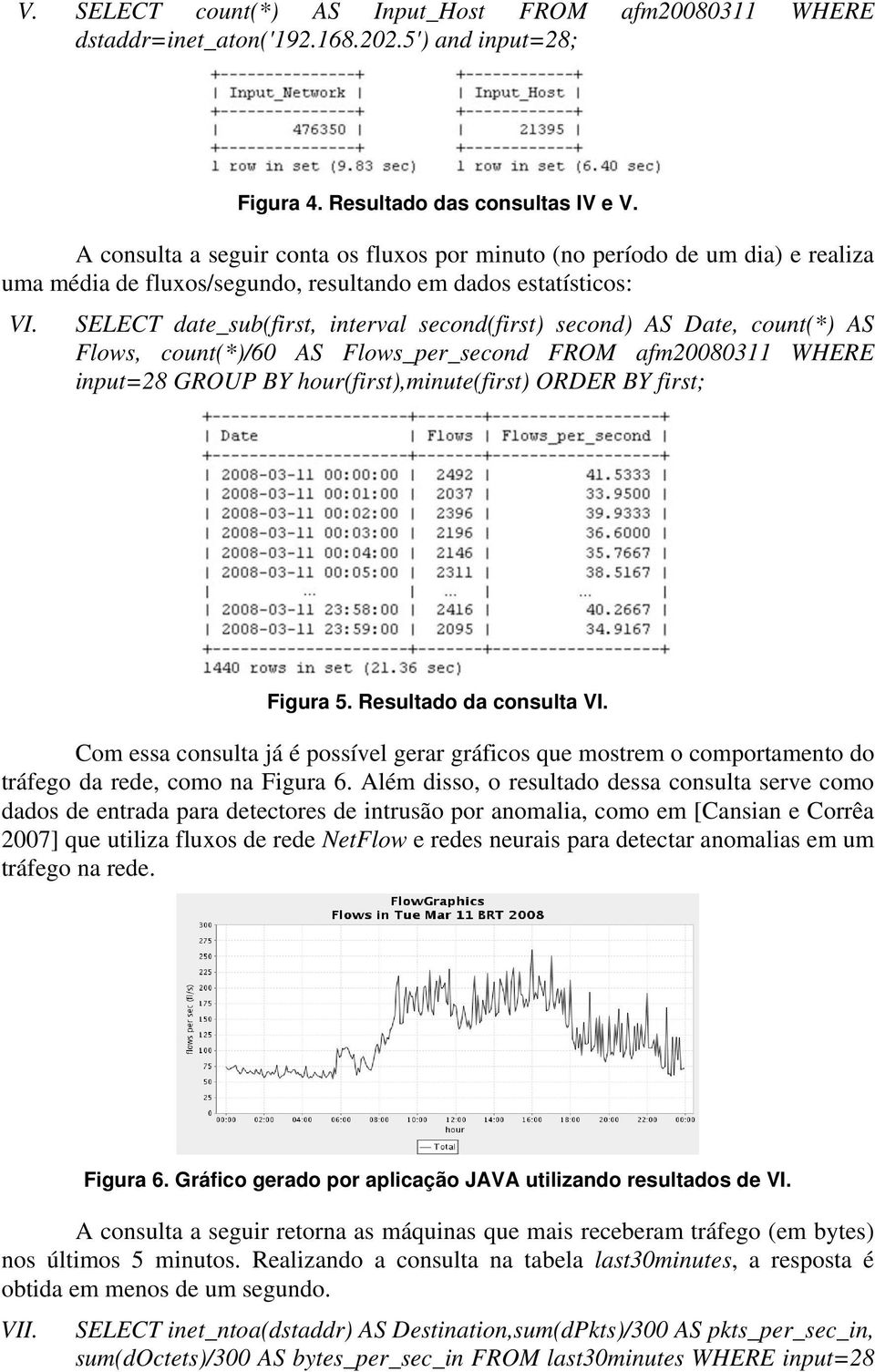 SELECT date_sub(first, interval second(first) second) AS Date, count(*) AS Flows, count(*)/60 AS Flows_per_second FROM afm20080311 WHERE input=28 GROUP BY hour(first),minute(first) ORDER BY first;