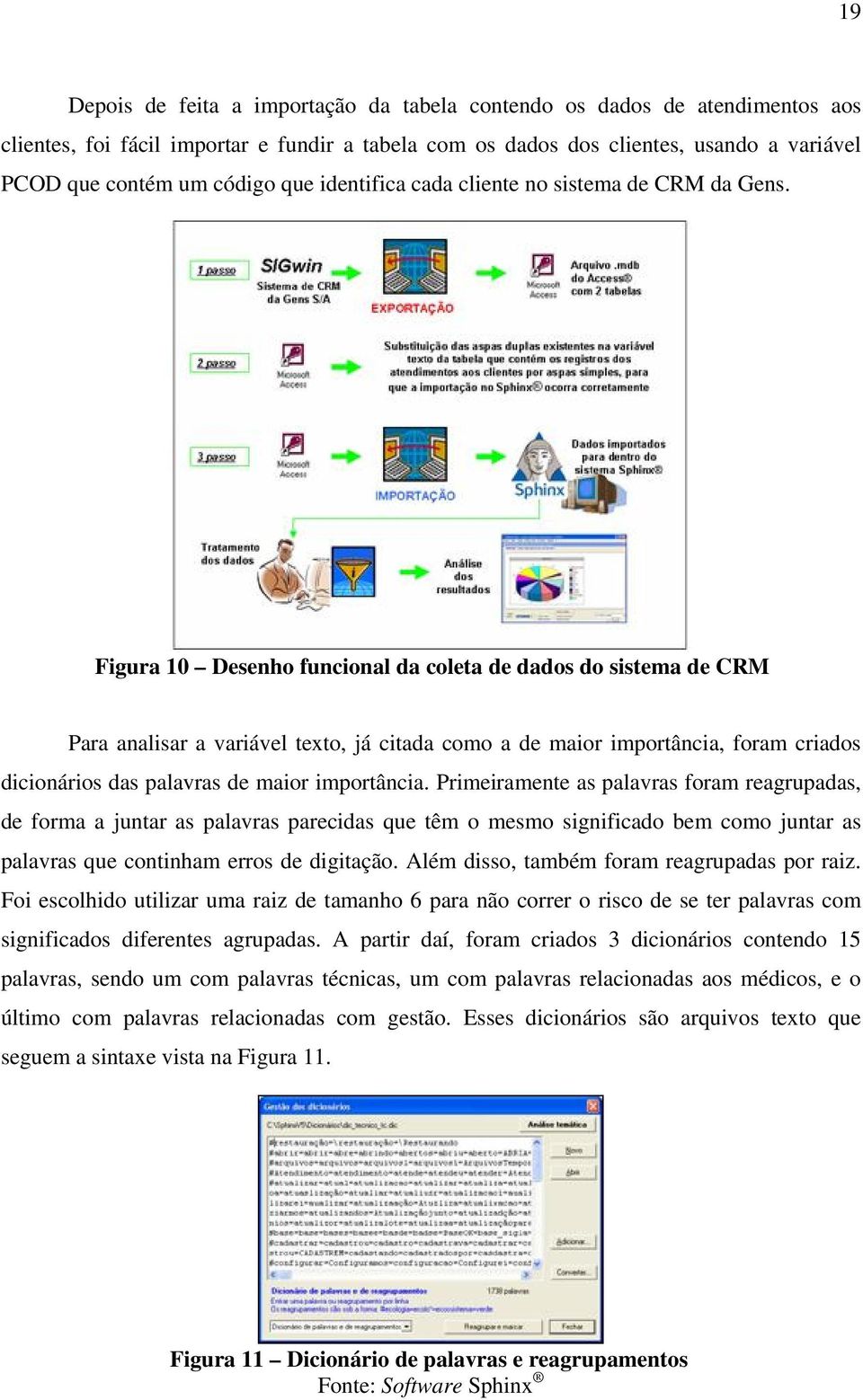 Figura 10 Desenho funcional da coleta de dados do sistema de CRM Para analisar a variável texto, já citada como a de maior importância, foram criados dicionários das palavras de maior importância.