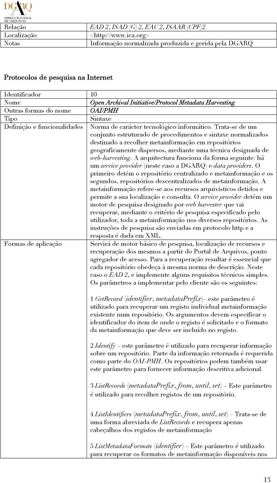 Tipo Sintaxe Definição e funcionalidades Norma de carácter tecnológico/informático.