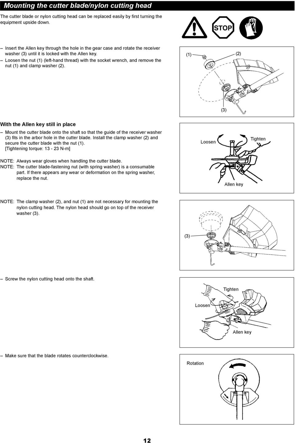 û Loosen the nut (left-hand thread) with the socket wrench, and remove the nut and clamp washer.